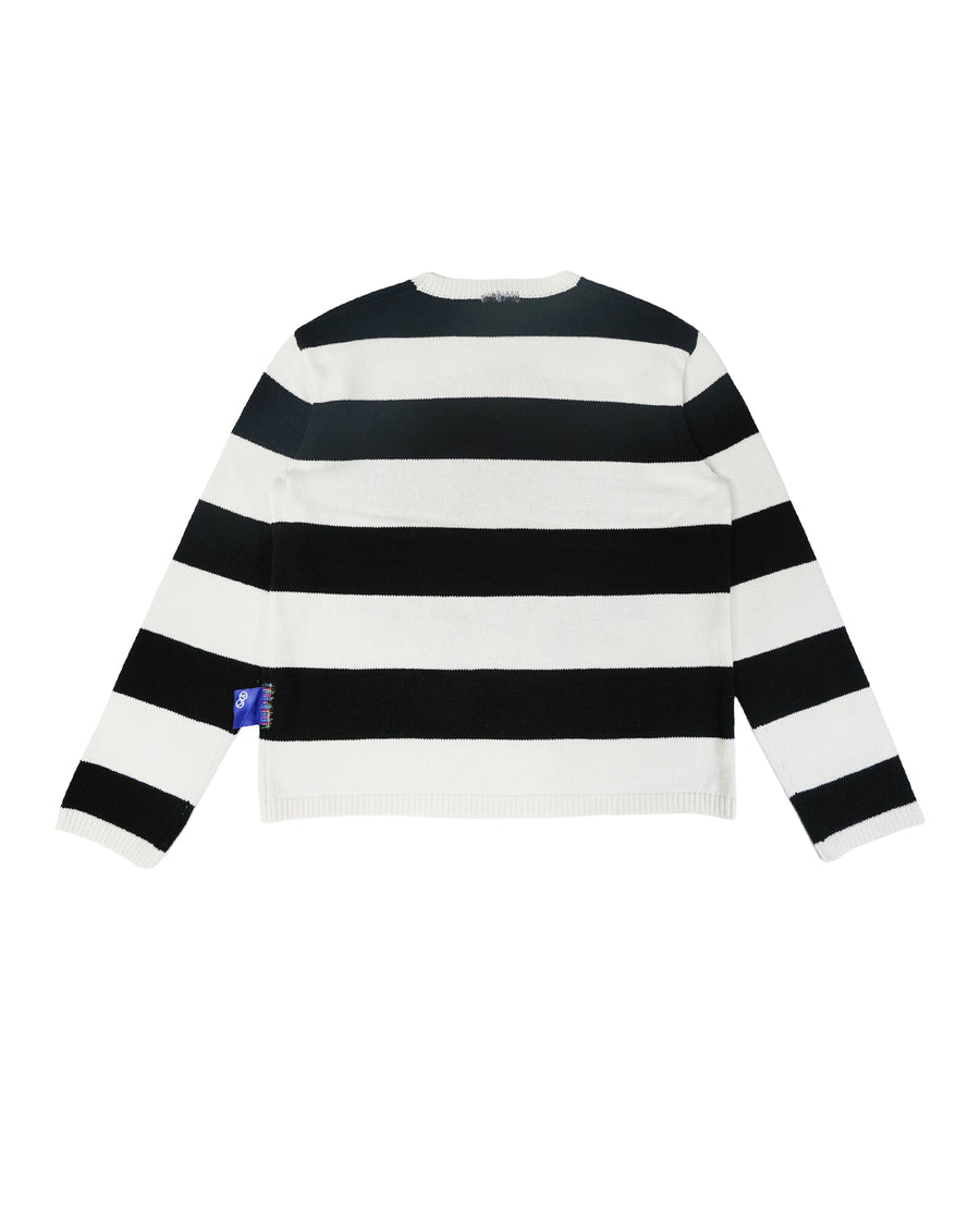 "Crown" Striped Knit Sweat (Black/White)