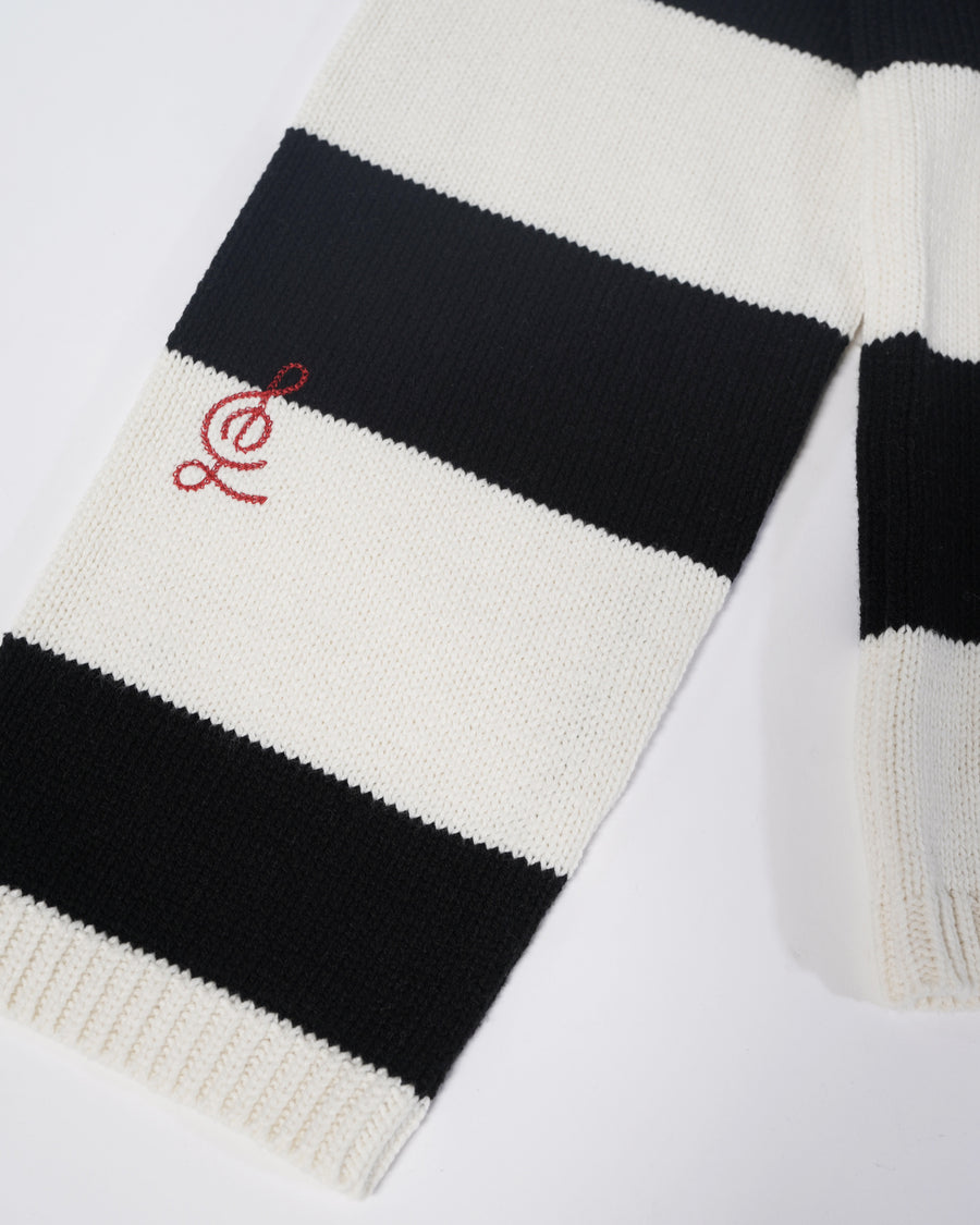 "Crown" Striped Knit Sweat (Black/White)