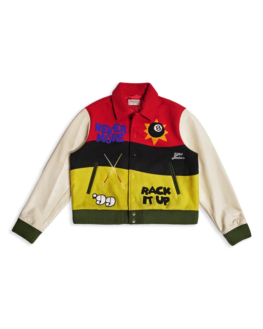 "House Party" Collared Varsity Jacket (Red)