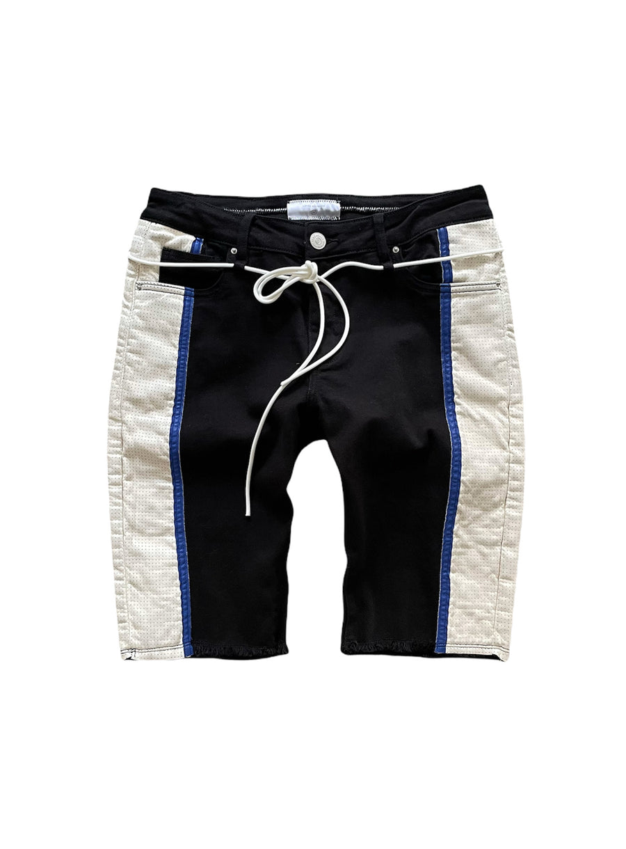 Speed Moto Denim Shorts (Black/Royal)