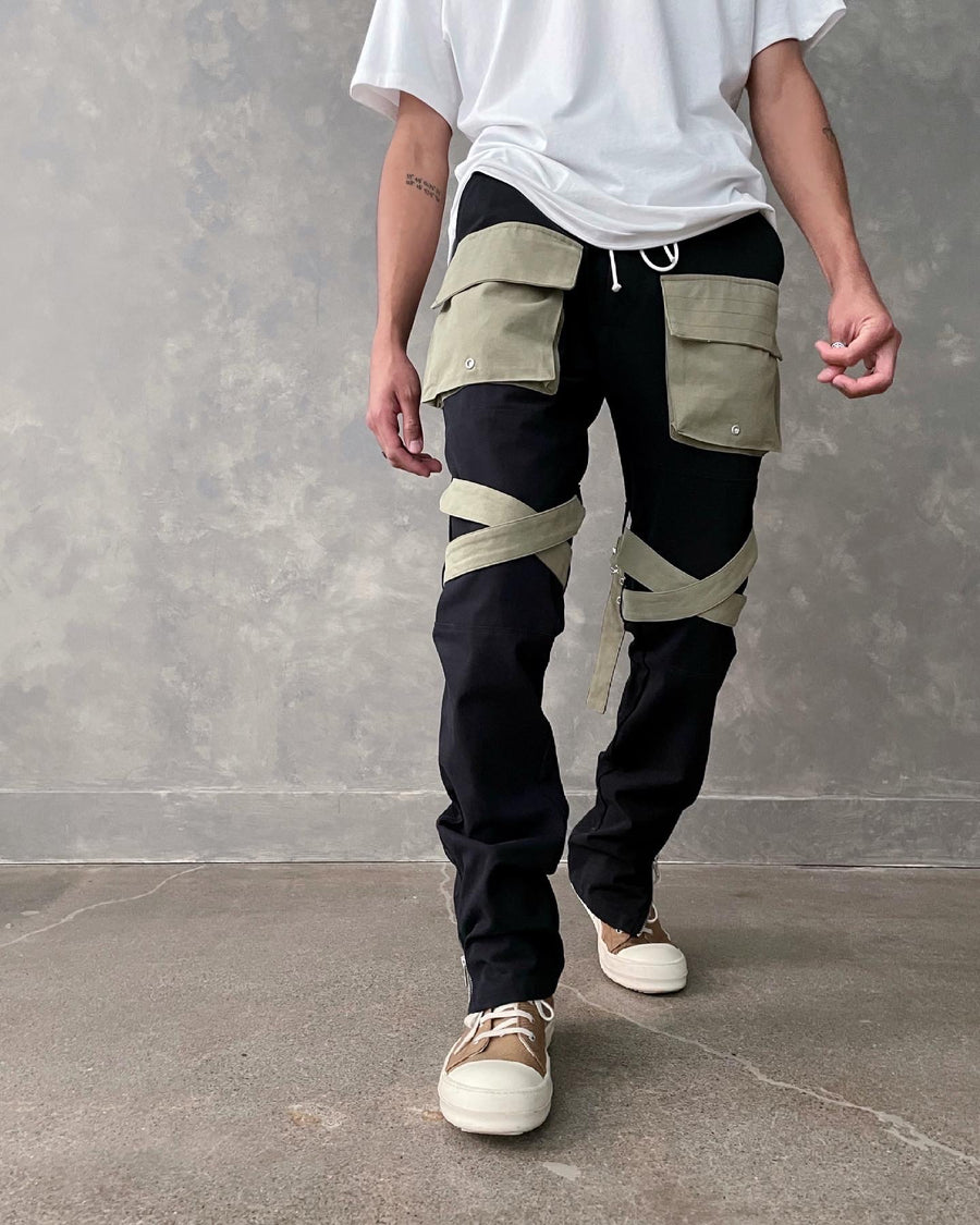 Newport Strapped Cargo Pants (Black)